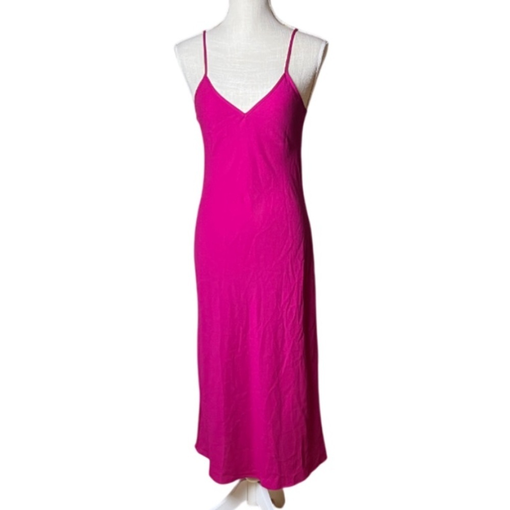 La Ligne Vibrant Pink Midi Slip Dress - Small